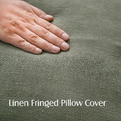 Linen Fringe Throw Pillow Covers, Boho Farmhouse Cushion