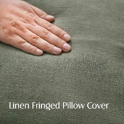 Linen Fringe Throw Pillow Covers, Boho Farmhouse Cushion
