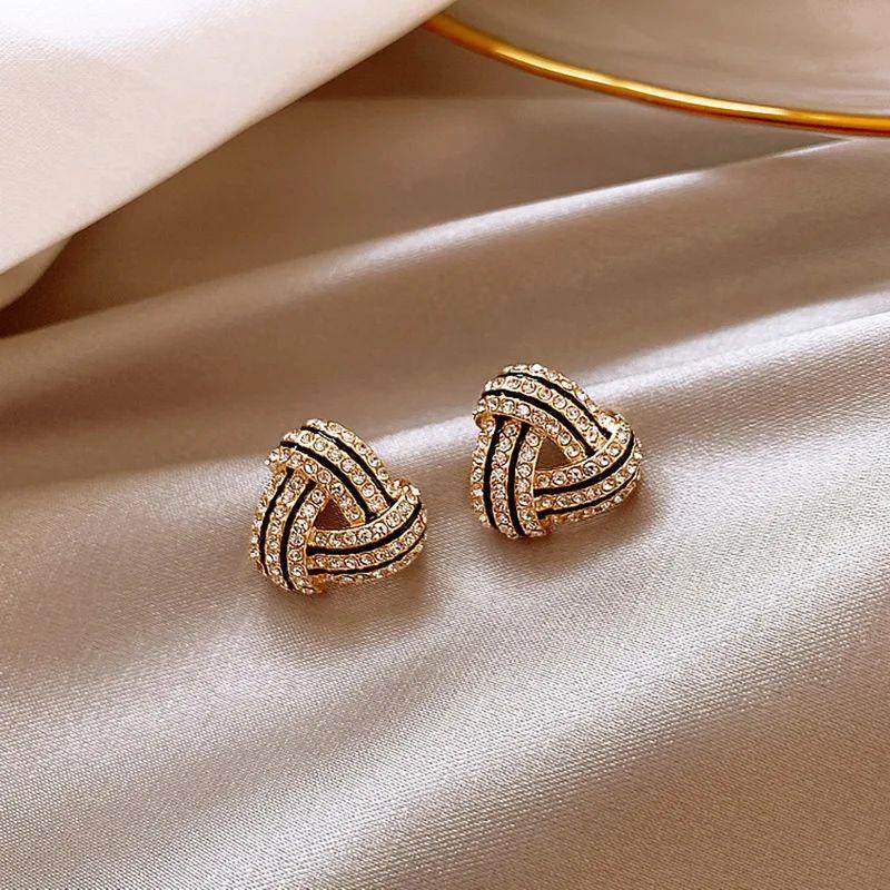 Exquisite Zircon Small Triangle Ear Studs for Women Geometri