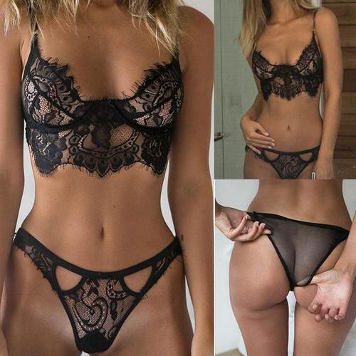 Women Sexy Bodysuit Lady G-string Sexy Lingerie Black Lace B