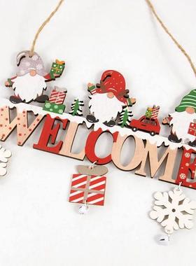 Christmas Wooden Decorations Wall Porch Letter Pendant Snowm