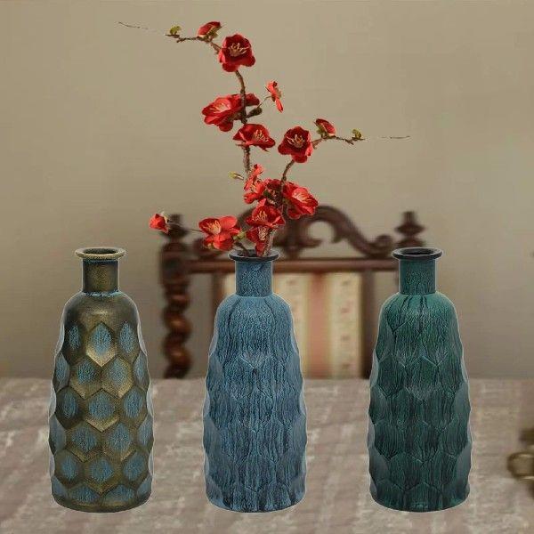 Rustic Vase Glass Flower Pot Decorative Vase for Living