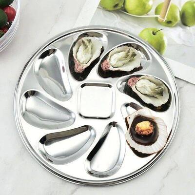 4PCS Oyster Plate Stainless Steel Oyster Plates Shell