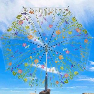Transparent Umbrella Thickened Flower Umbrella for Women