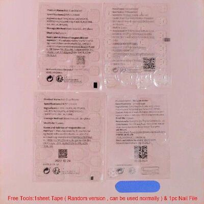 Pink Smudging Fake Nails with Tulip Printed Easy to Apply