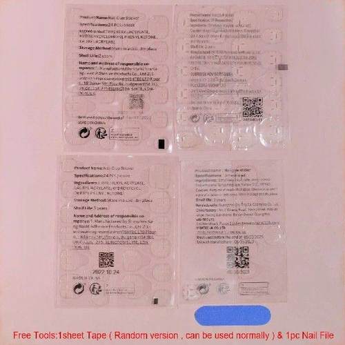 Pink Smudging Fake Nails with Tulip Printed Easy to Apply