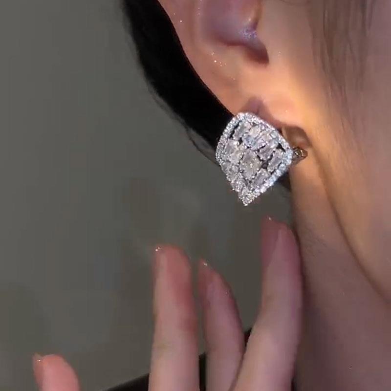 不规则几何锆石菱形耳环时尚大气精致简约百搭小众高级感耳饰新款