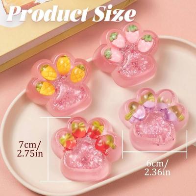 Handmade Clear Taba Squeeze Toys Fruit Cat Paw Fufu Squishy
