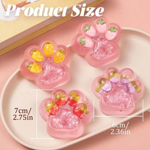 Handmade Clear Taba Squeeze Toys Fruit Cat Paw Fufu Squishy