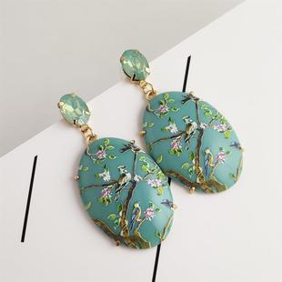 Resin Women Exaggerated Print Jewelry Cross Earring Border