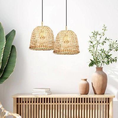 2 Pcs Rattan Lamp Shade Bamboo Lampshade Chandelier