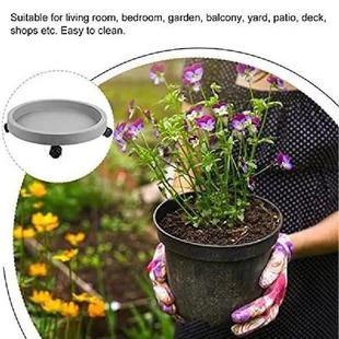 Trolley Flower Pot Round With Plant Stand Wheel Tray