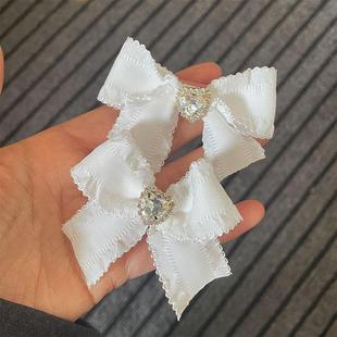 Bow Texture Card Hair Braided Small Edge Wave Powder White