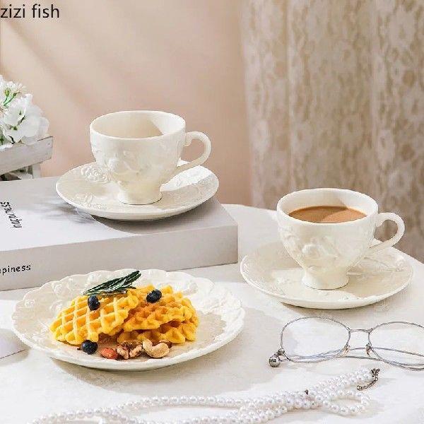 Palace Style Coffee Cup and Plate Set Rose Water Cup