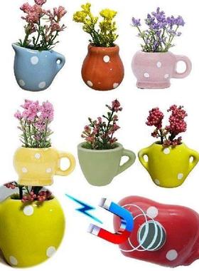 6pcs Cute Plant Fridge Magnets Mini Ceramic Vase Fridge