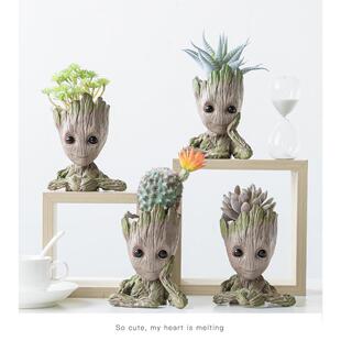 Cute Avengers Groots Mini Figure Pen Holder Flower Pot Ani