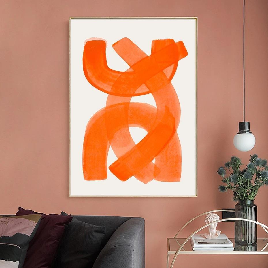 Modern Abstract Poster Orange Canvas Print Painting Wall Art