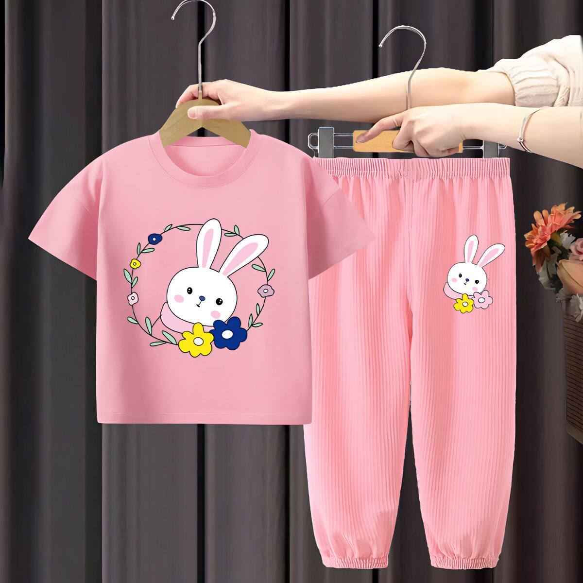 女童套装2023夏装新款儿童衣服棉质T恤半袖女宝宝短袖长裤两件套