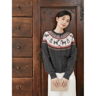 Seams 17180 Sense｜文艺复古女孩与小马费尔岛提花羊毛针织开衫