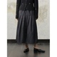 Seams Sense｜松弛文艺牛仔风黑灰百褶松紧腰中长半身裙17118