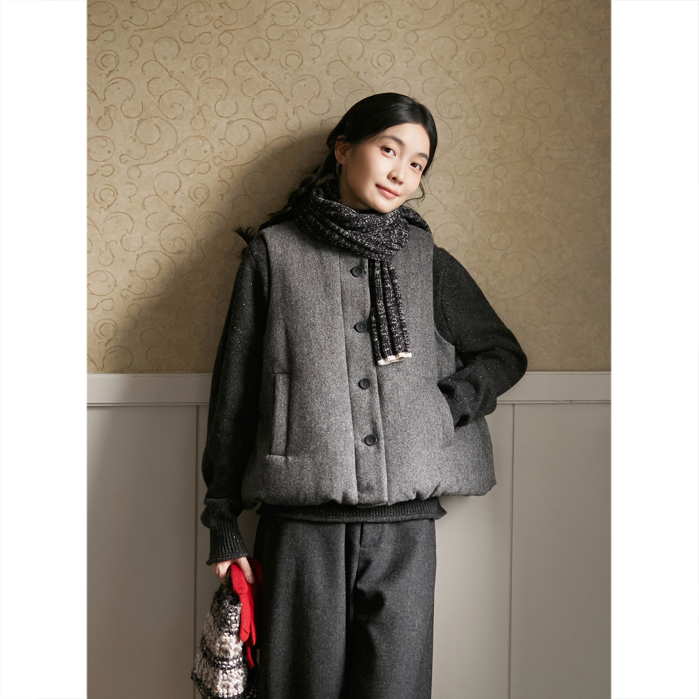 SeamsSense立领花苞式羊毛马甲