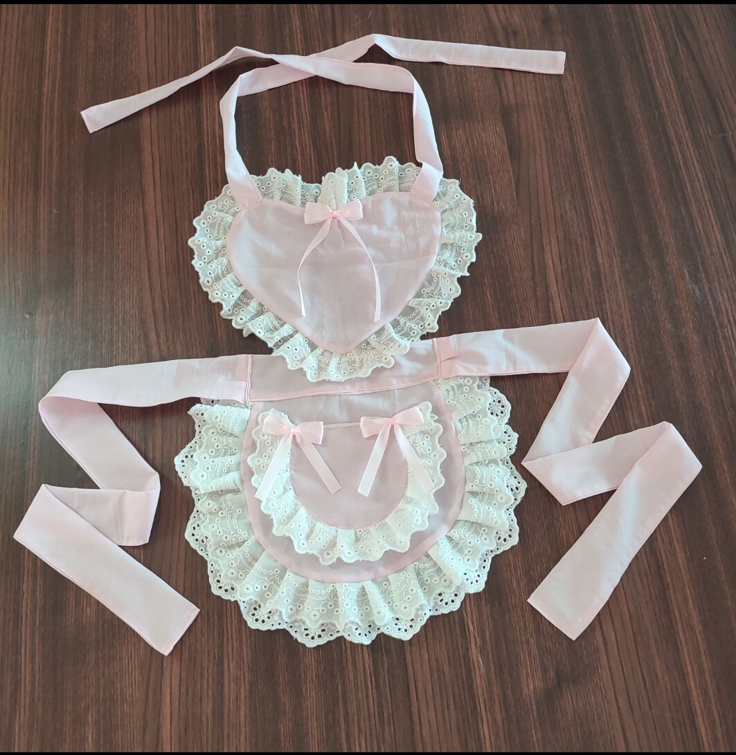 thumbnail for Love double lace lolitalo Niang versatile apron sweetheart macaron color broken cat hand-made original