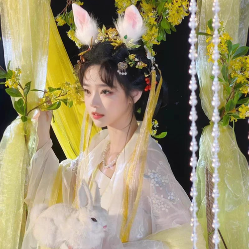 兔子耳朵头箍发箍少女心头饰可爱lolita发饰拍照道具头饰仿真兽耳