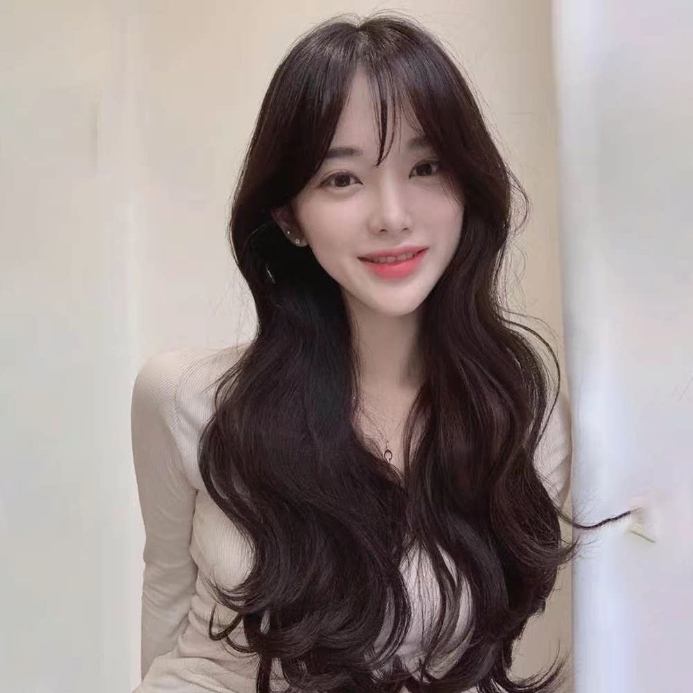 假发女长卷发时尚性感网红空气刘海韩式大波浪自然蓬松修脸全头套式