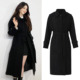 韩素希同款 高级感气质羊毛呢子大衣 爆款 黑色长款 毛呢外套女秋冬季