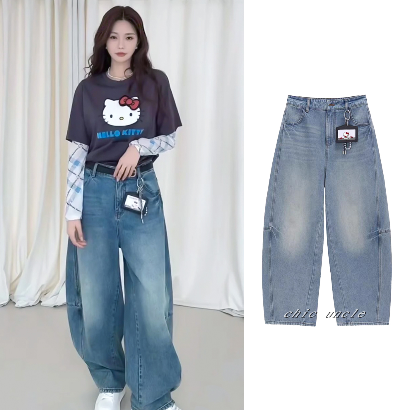 【现货发】爆款弯刀牛仔裤子女