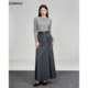 半身裙女设计感开衩显瘦长款 张子枫刘雯同款 灰色高腰西装 A字半裙