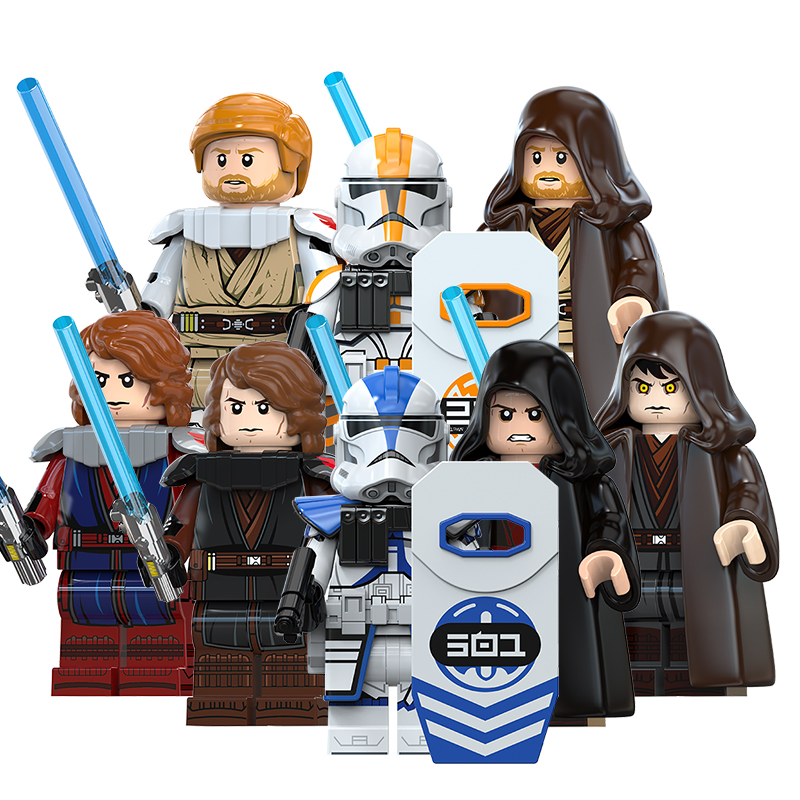 适用乐高星球大战克隆人士兵安纳金欧比旺光剑积木人仔拼装玩具