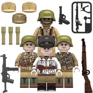 适用乐高积木人仔北非军团军事战争男孩第三方拼装玩具N617-N620