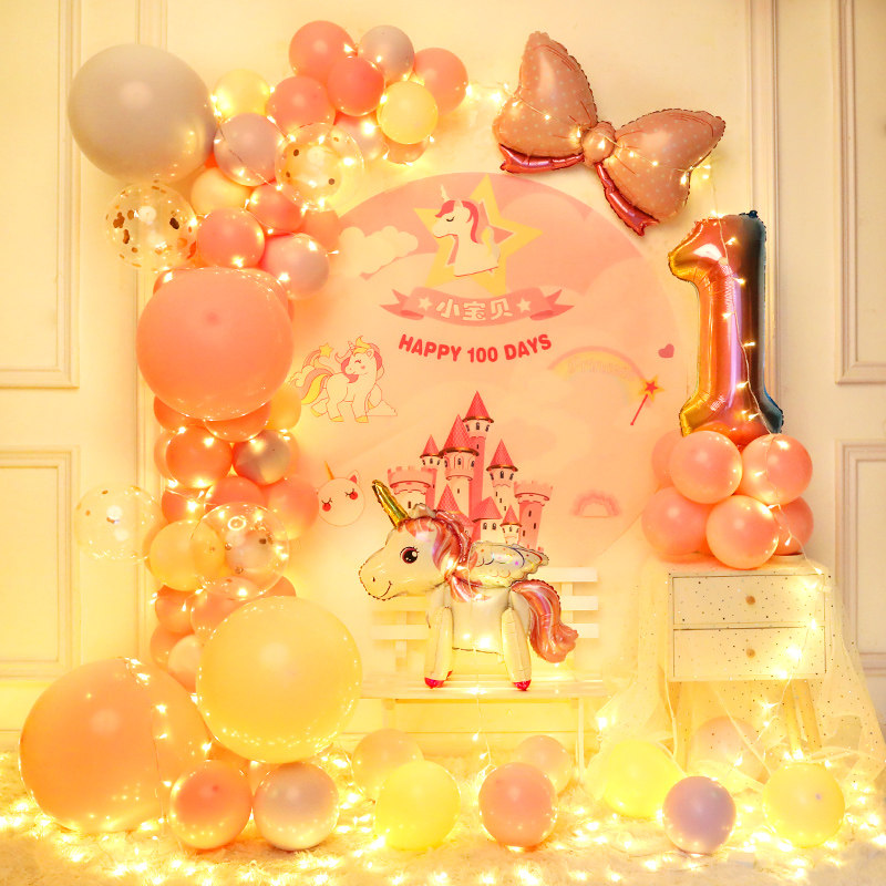 小马宝莉生日布置主题女孩周岁宴装饰场景气球派对百独角兽背景墙