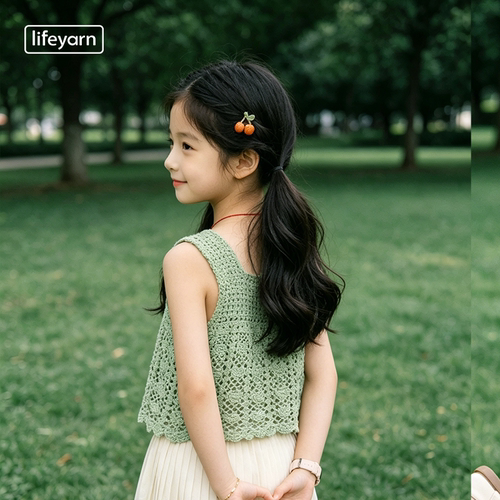【达人合作款】lifeyarn秋月儿童背心橘夏5号蕾丝线毛线材料包