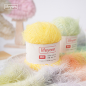 慕斯长毛羽毛纱织围巾线粗毛线手工diy解闷棒针新手 lifeyarn新品
