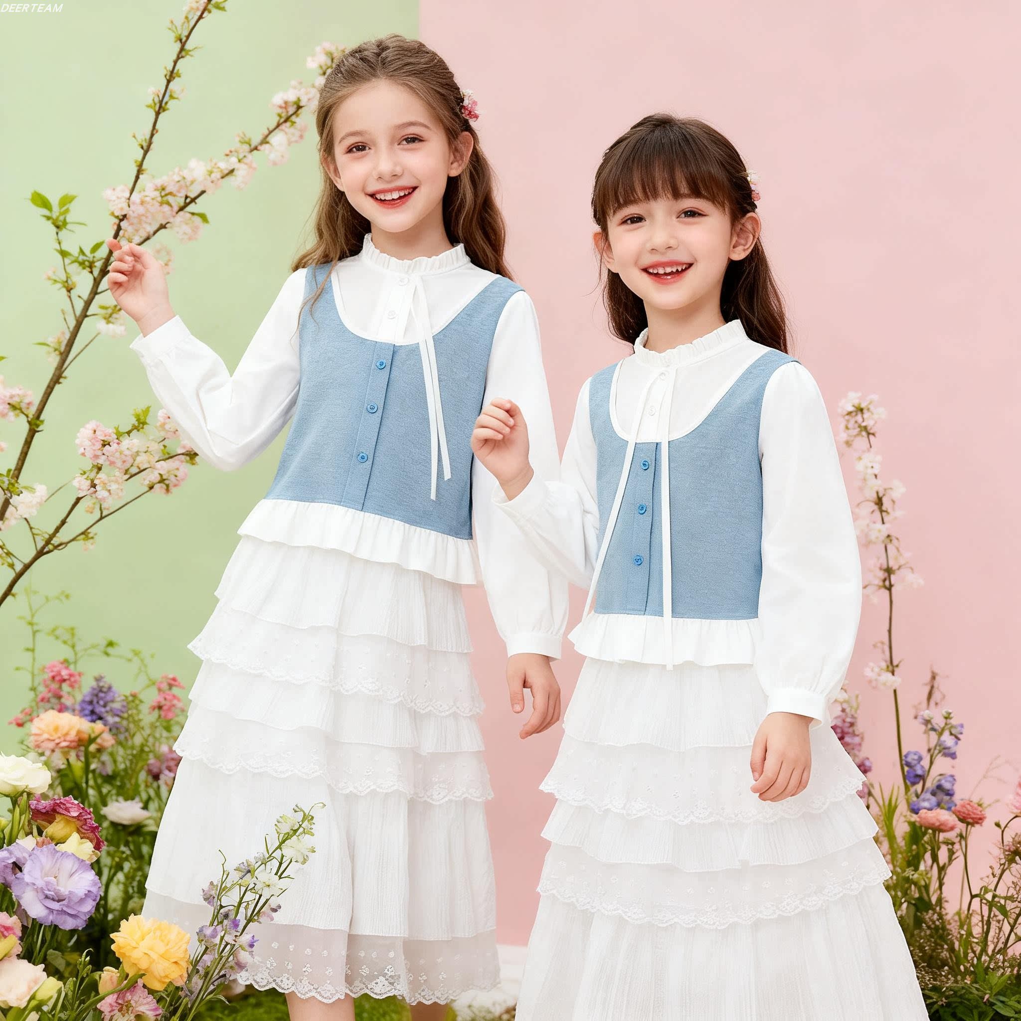 女童蛋糕裙公主裙春季2025新款儿童裙子套装女大童早秋生日连衣裙