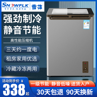 雪花冰柜家用小型冷柜冷藏冷冻两用雪糕柜透明玻璃门冰淇淋展示柜