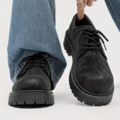 英伦复古风厚底德比鞋 增高翻毛皮休闲皮鞋 男低帮工装 鞋