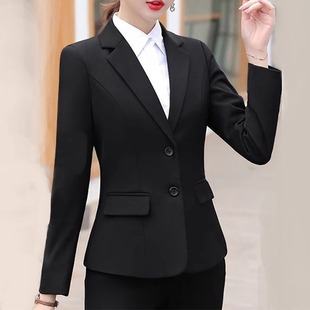单件西服女上衣酒店工作服中年 面试正装 黑色西装 外套女春秋职业装