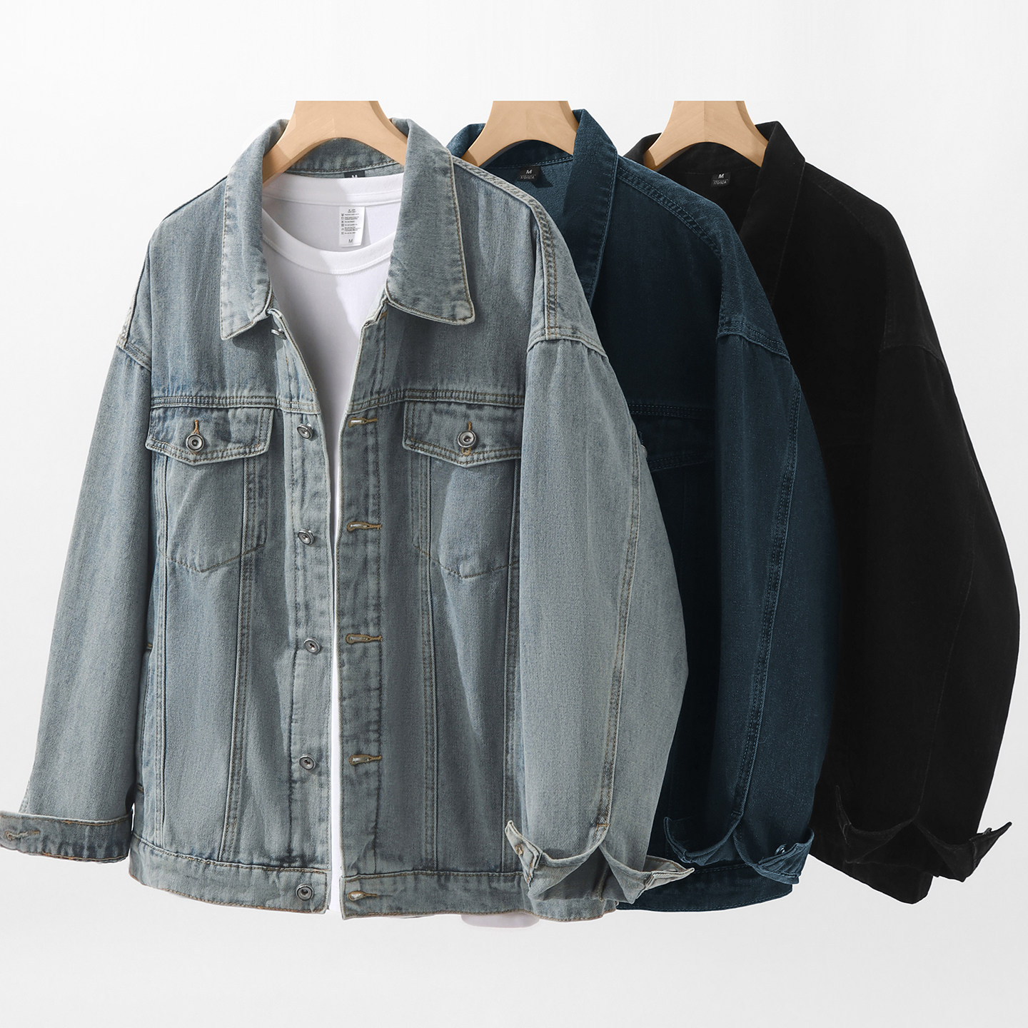 不一般の衬衫！翻领长袖宽松牛仔外套质感舒适透气日常通勤男女春,男装,牛仔衬衫,淘宝优惠券,粉丝福利购,淘宝优惠卷