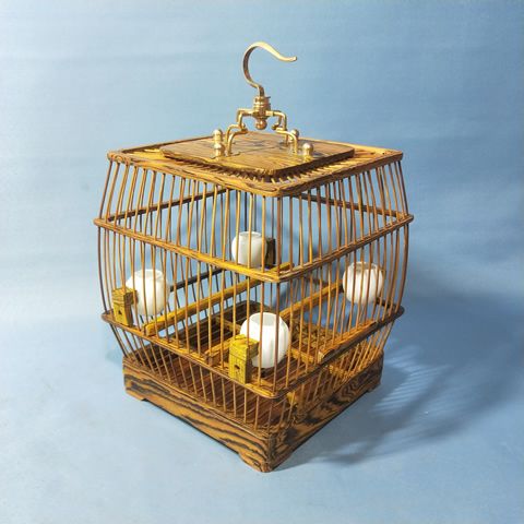 实木鸟笼黄金檀方形腰鼓