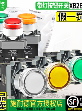 正品施耐德XB2BW31B1 BW33M1C 34 36 35B1C 220V 24v带灯按钮开关