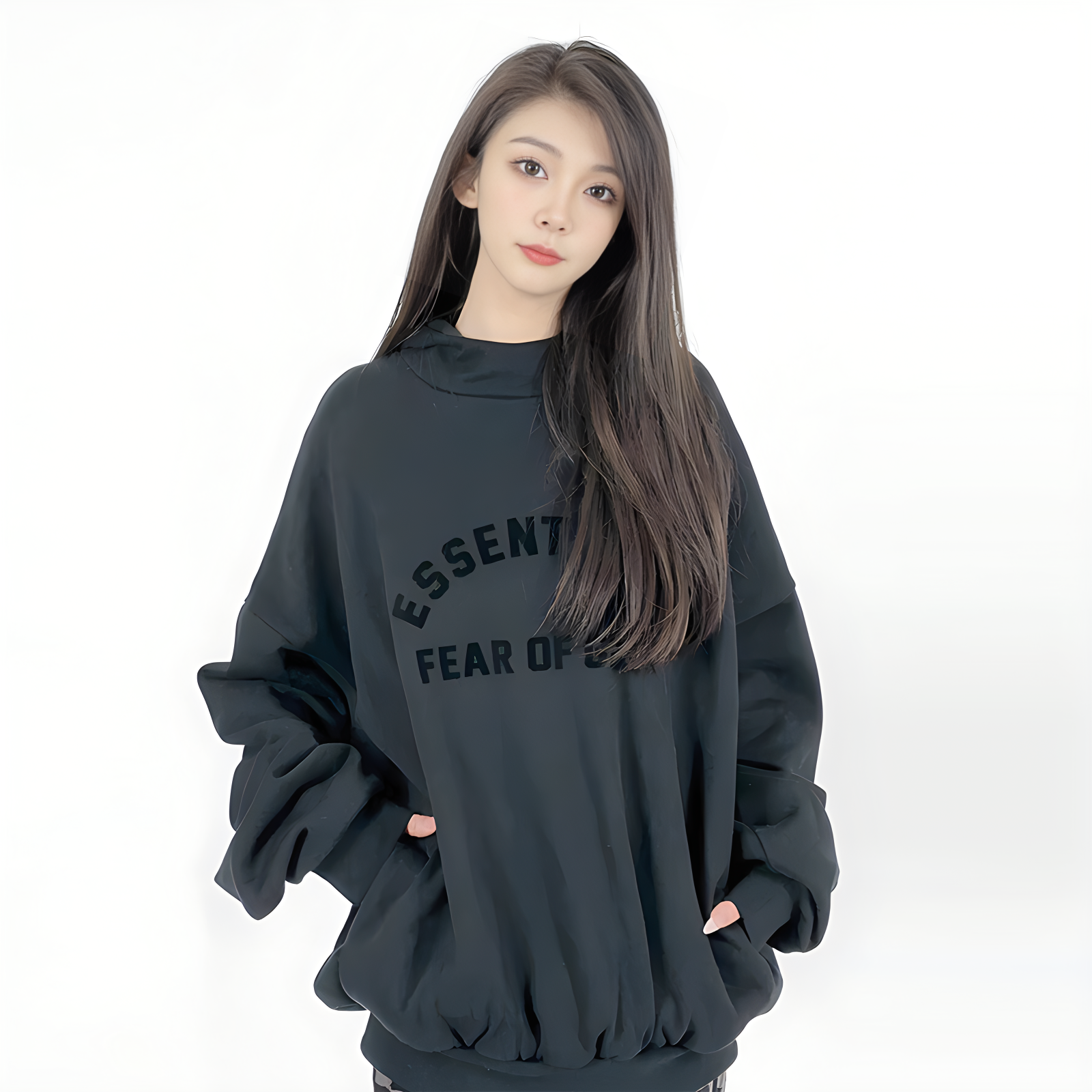 正品essentials连帽卫衣玄青黑