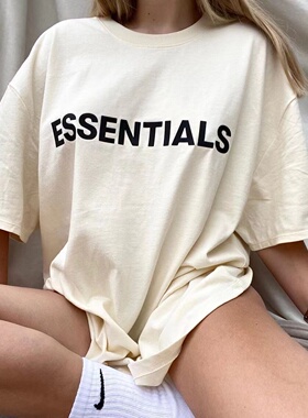 官网正品essentials短袖t恤男女SS20字母FOG复线新款反光重磅潮牌