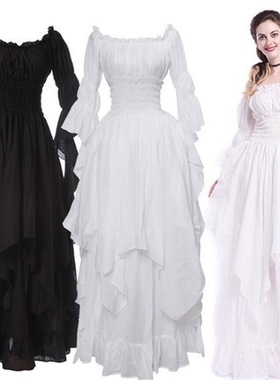 华丽蕾丝喇叭袖连衣裙洋装复古哥特式礼服cosplay舞会公主裙