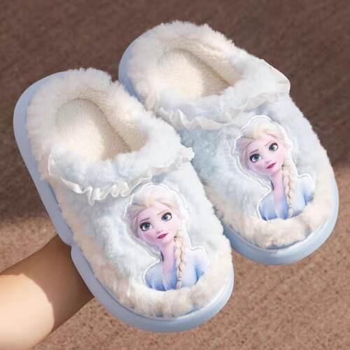冰雪奇缘艾莎公主可爱毛绒棉拖