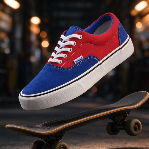 2026新款蓝红撞色复古街头休闲鞋帆布鞋Skateboarding专业滑板鞋