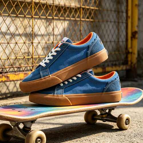 帆布鞋滑板鞋爆炸头刺绣休闲男女联名sk8low2026新款蓝色咖底百搭