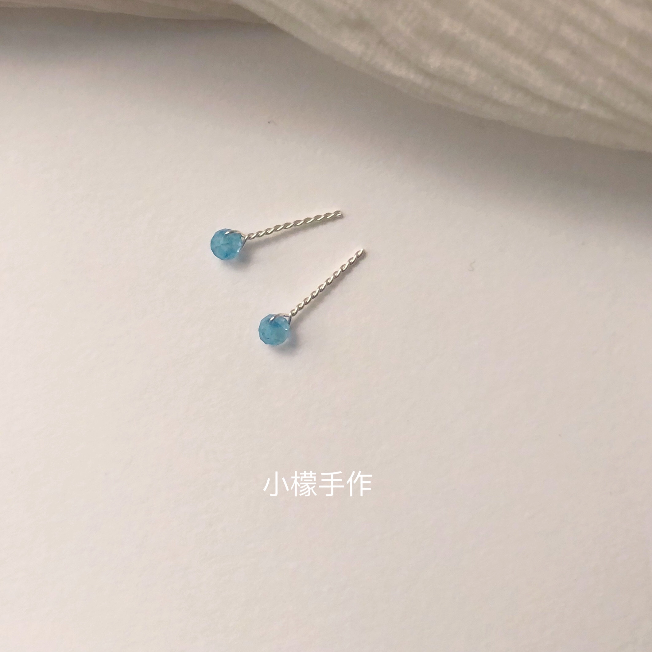 天然托帕石切面足银手作风耳骨钉